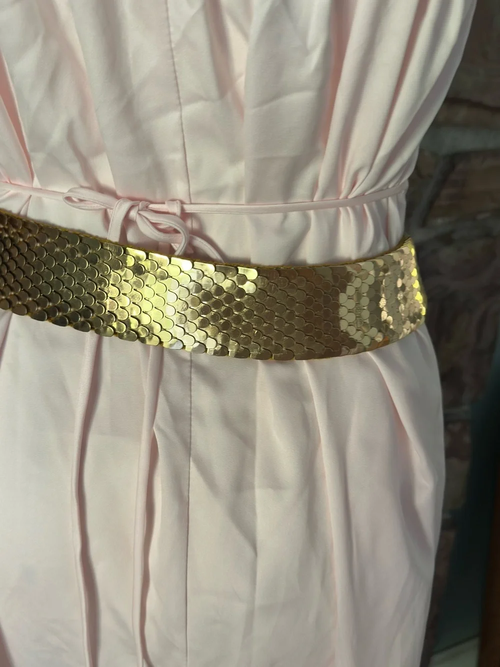 Vintage Boho Medallion Stretch Belt Gold color Metal - Size Small To M‎